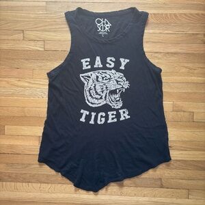 2x Chaser Racerback Tank Top Womens Large Charcoal Gray/Black Graphic Hip Boho